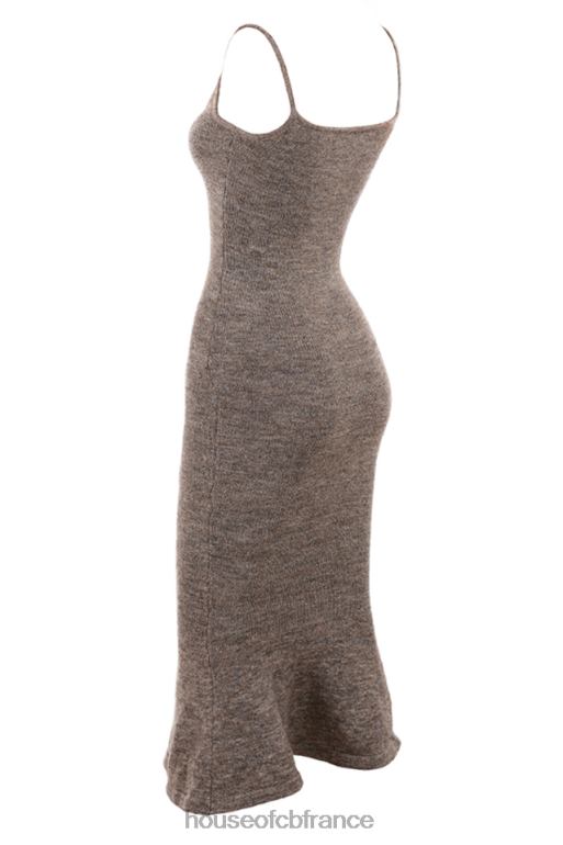 House of CB robe midi en maille chinée marron rani N888H520 vêtements