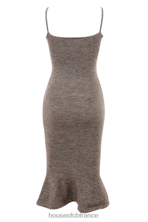 House of CB robe midi en maille chinée marron rani N888H520 vêtements