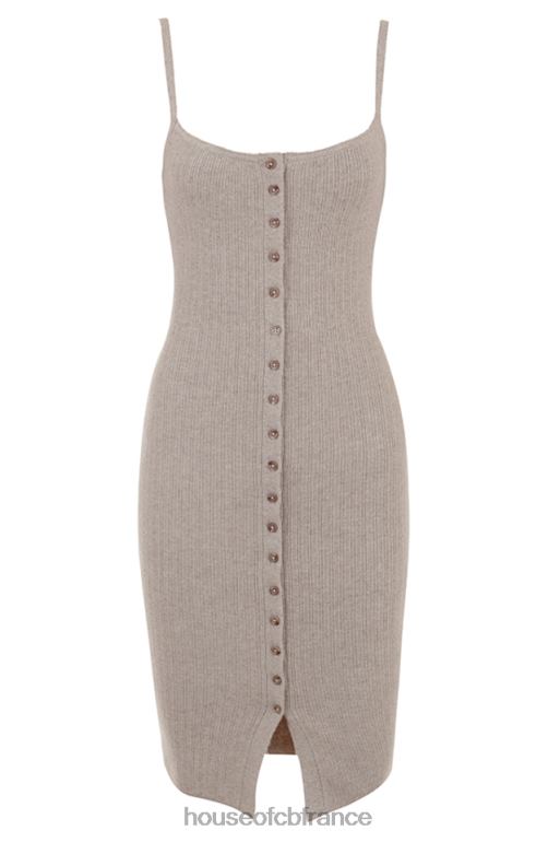 House of CB robe midi en maille de cachemire beige teva N888H315 vêtements