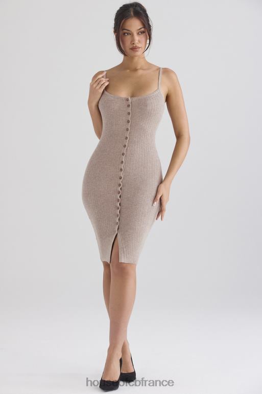 House of CB robe midi en maille de cachemire beige teva N888H315 vêtements