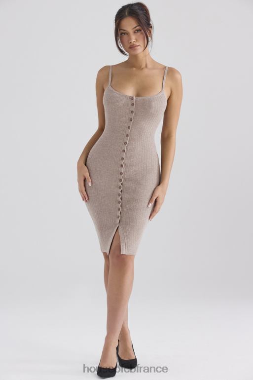 House of CB robe midi en maille de cachemire beige teva N888H315 vêtements