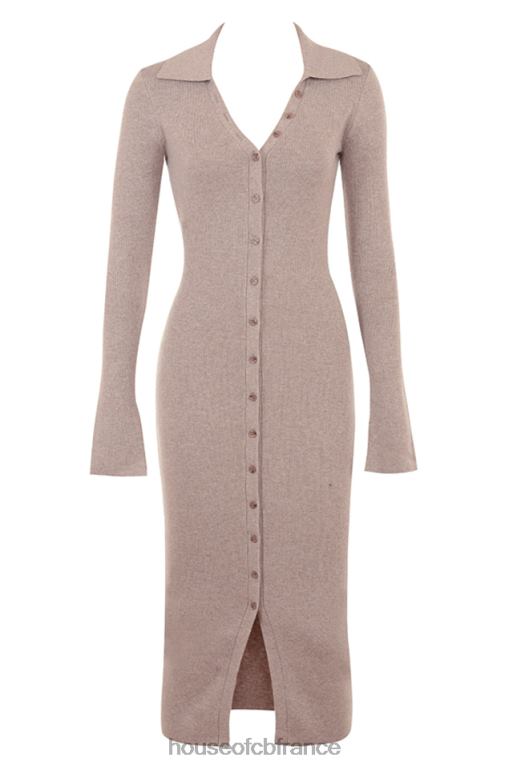 House of CB robe midi en maille de cachemire beige yvette N888H311 vêtements