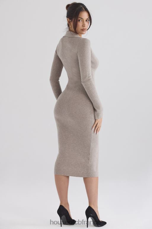 House of CB robe midi en maille de cachemire beige yvette N888H311 vêtements