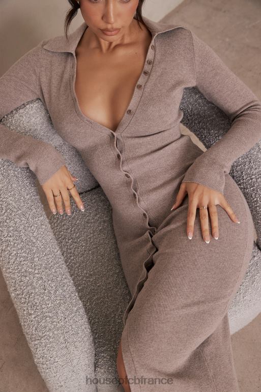 House of CB robe midi en maille de cachemire beige yvette N888H311 vêtements