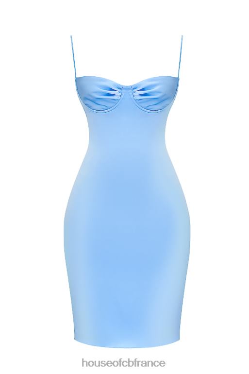 House of CB robe midi en satin bleu doux jamiah N888H137 vêtements