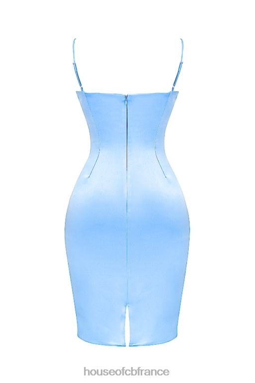 House of CB robe midi en satin bleu doux jamiah N888H137 vêtements