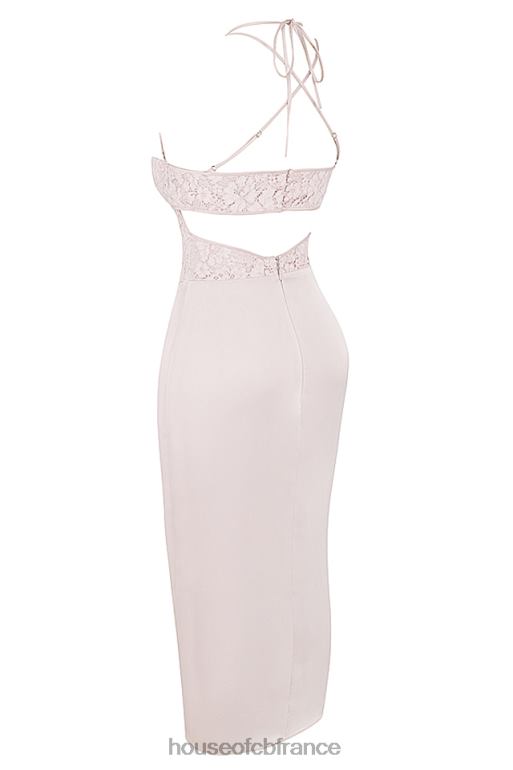 House of CB robe midi en satin et dentelle Georgia Crystal N888H478 vêtements