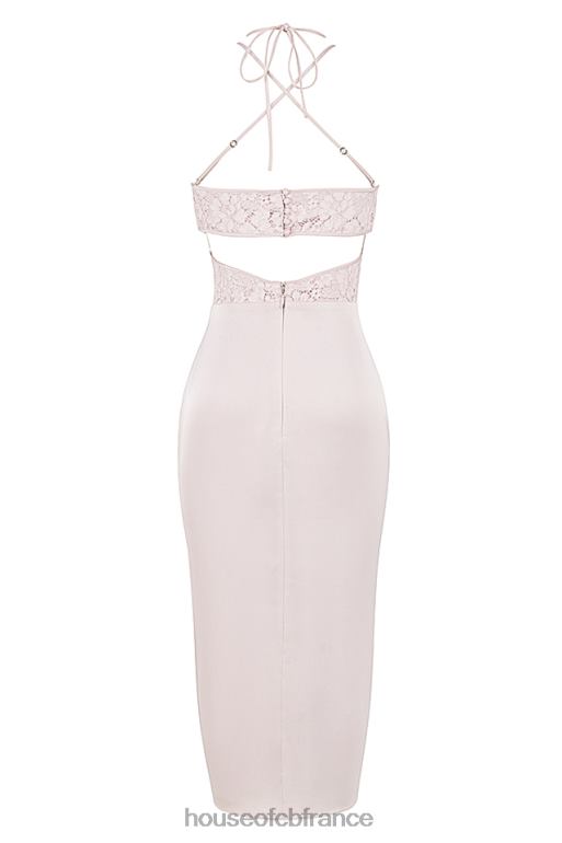 House of CB robe midi en satin et dentelle Georgia Crystal N888H478 vêtements