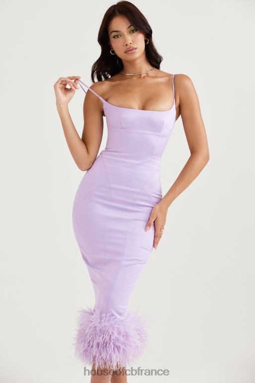 House of CB robe midi en satin orchidée Helena N888H456 vêtements
