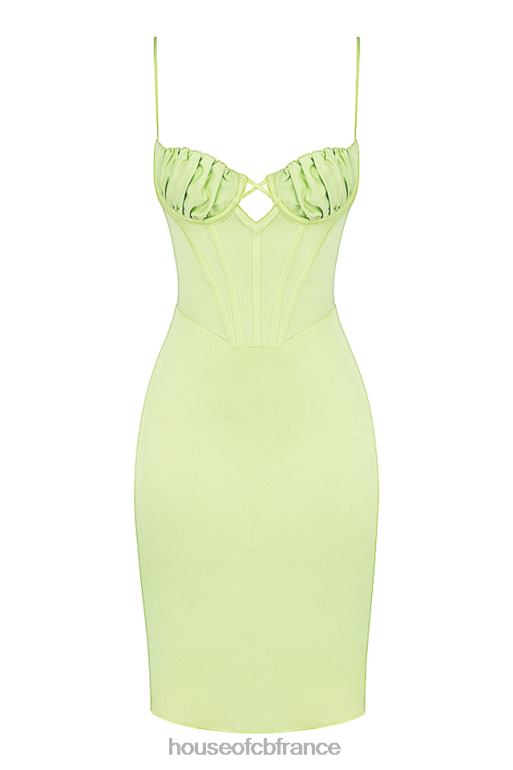 House of CB robe midi en satin pistache Nathalia N888H534 vêtements