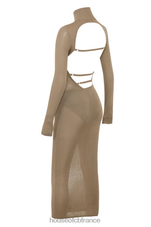House of CB robe midi en tricot beige Roberta N888H169 vêtements