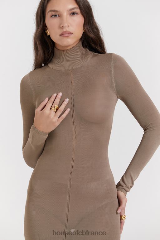 House of CB robe midi en tricot beige Roberta N888H169 vêtements