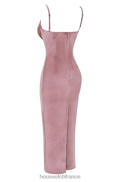 House of CB robe midi en velours rose tendre Azalea N888H296 vêtements