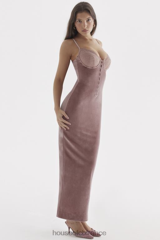 House of CB robe midi en velours rose tendre Azalea N888H296 vêtements