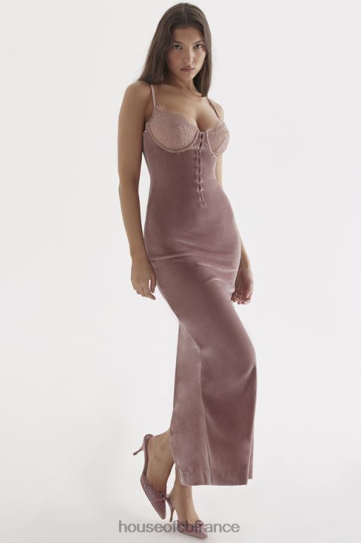 House of CB robe midi en velours rose tendre Azalea N888H296 vêtements