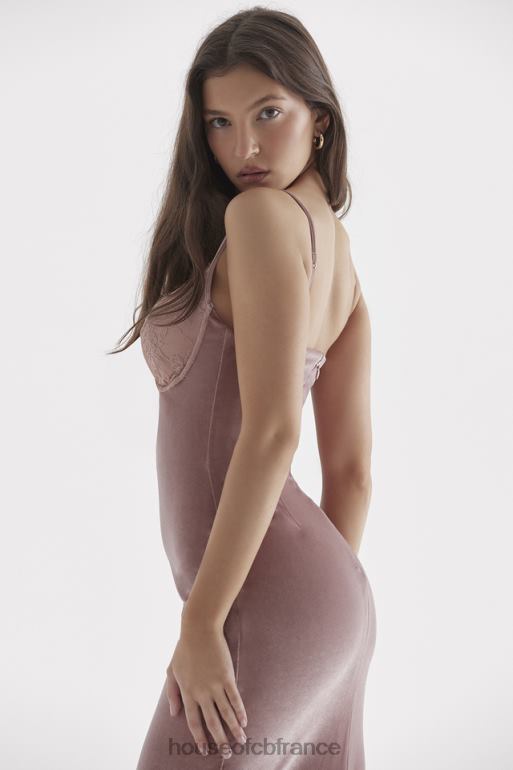 House of CB robe midi en velours rose tendre Azalea N888H296 vêtements