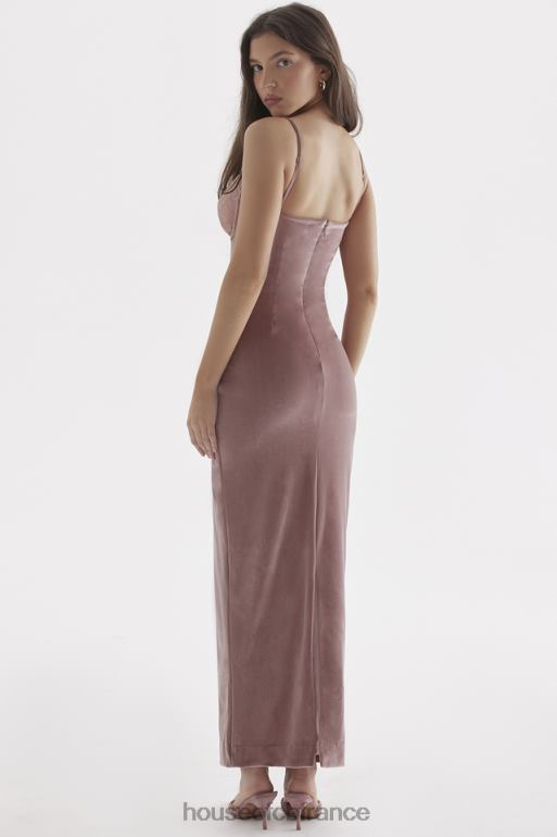 House of CB robe midi en velours rose tendre Azalea N888H296 vêtements
