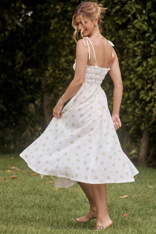 House of CB robe midi froncée à fleurs ivoire christabel N888H555 vêtements