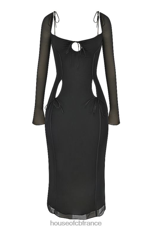 House of CB robe midi noire à découpes Ophelia N888H530 vêtements