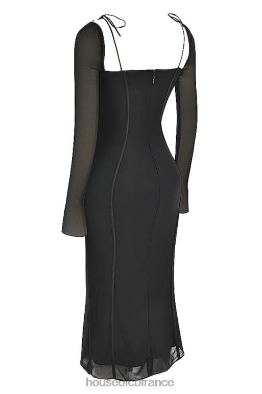 House of CB robe midi noire à découpes Ophelia N888H530 vêtements
