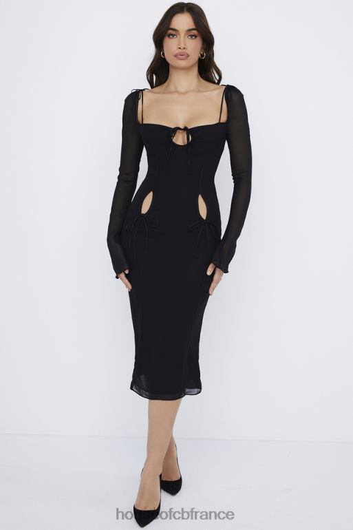 House of CB robe midi noire à découpes Ophelia N888H530 vêtements