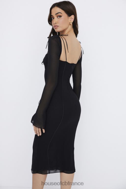 House of CB robe midi noire à découpes Ophelia N888H530 vêtements