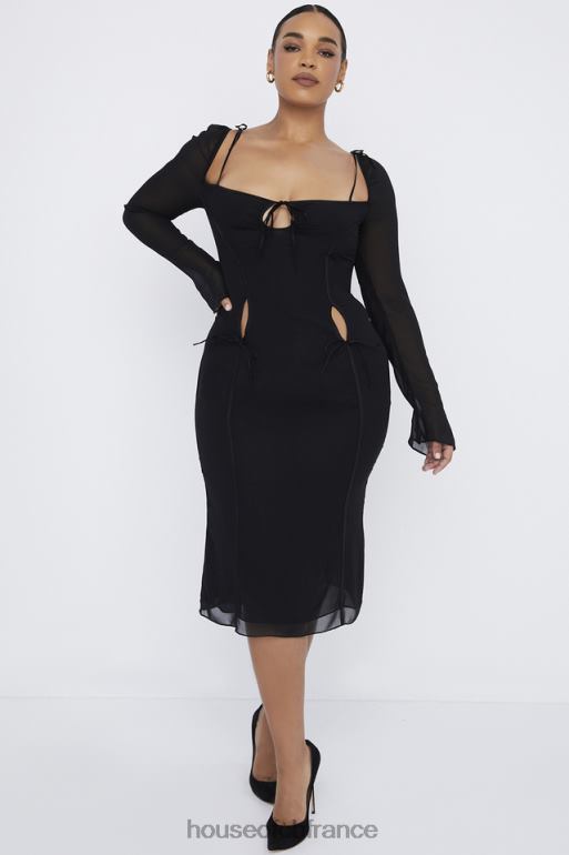 House of CB robe midi noire à découpes Ophelia N888H530 vêtements