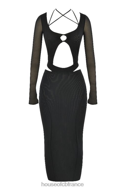 House of CB robe midi noire à découpes marina N888H512 vêtements