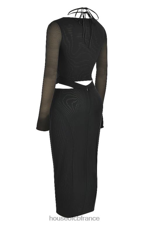 House of CB robe midi noire à découpes marina N888H512 vêtements