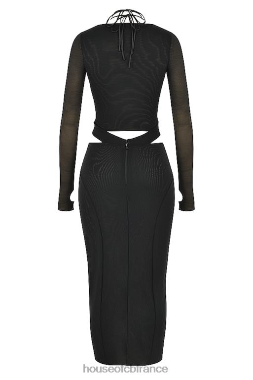 House of CB robe midi noire à découpes marina N888H512 vêtements