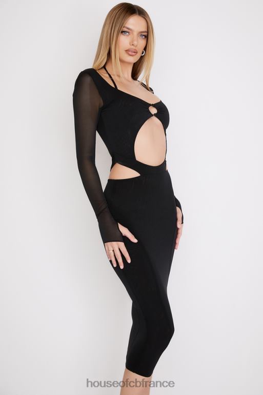 House of CB robe midi noire à découpes marina N888H512 vêtements