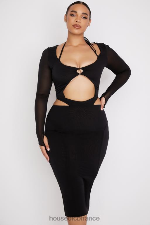 House of CB robe midi noire à découpes marina N888H512 vêtements