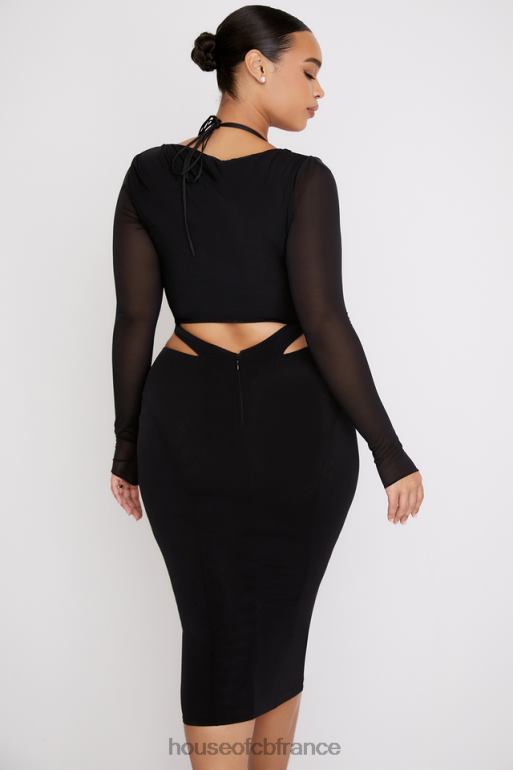 House of CB robe midi noire à découpes marina N888H512 vêtements
