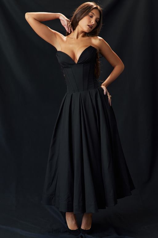 House of CB robe midi sans bretelles noire pour dame N888H111 vêtements