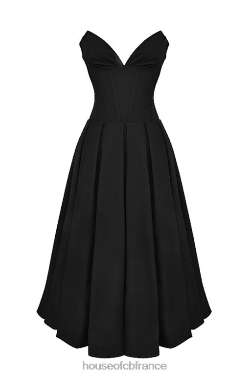 House of CB robe midi sans bretelles noire pour dame N888H111 vêtements
