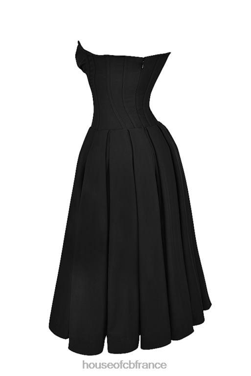 House of CB robe midi sans bretelles noire pour dame N888H111 vêtements
