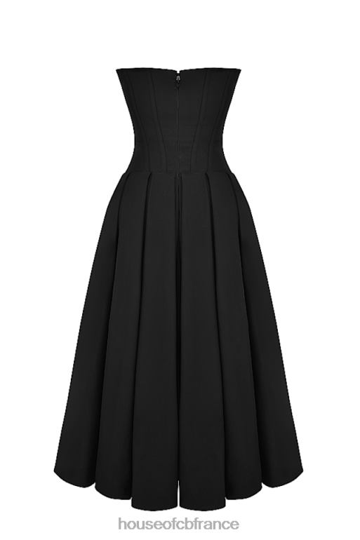 House of CB robe midi sans bretelles noire pour dame N888H111 vêtements
