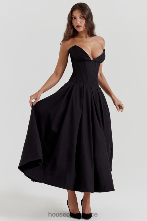 House of CB robe midi sans bretelles noire pour dame N888H111 vêtements