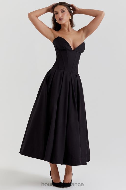House of CB robe midi sans bretelles noire pour dame N888H111 vêtements