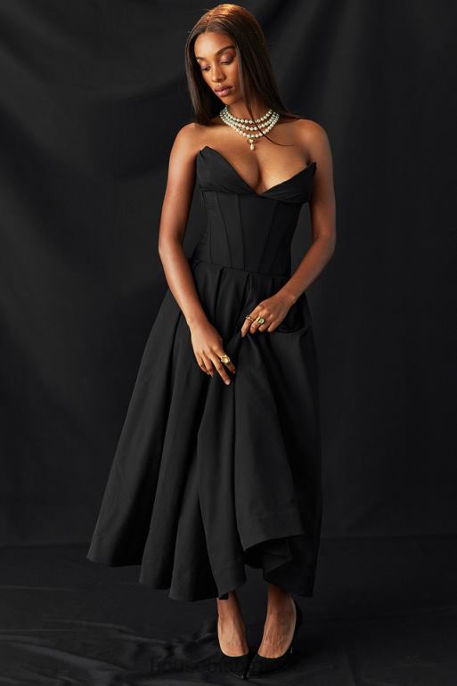 House of CB robe midi sans bretelles noire pour dame N888H111 vêtements
