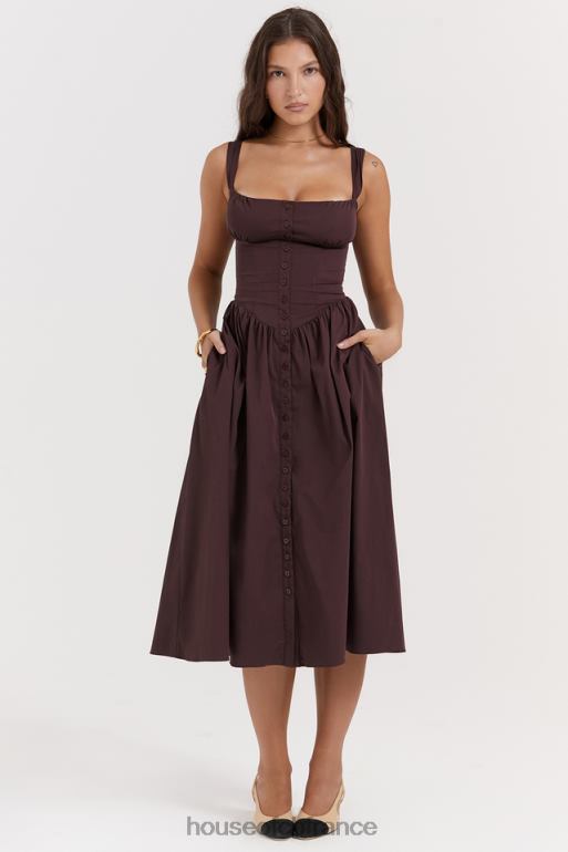 House of CB tatiana riche robe d'été midi marron N888H172 vêtements
