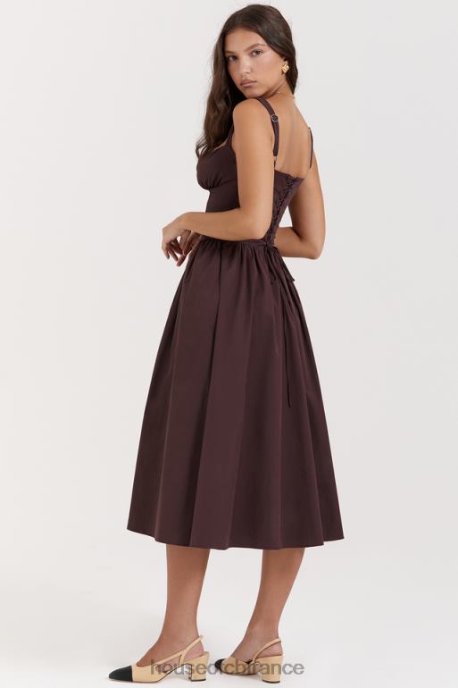 House of CB tatiana riche robe d\'été midi marron N888H172 vêtements