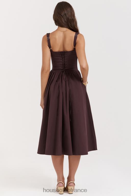 House of CB tatiana riche robe d\'été midi marron N888H172 vêtements