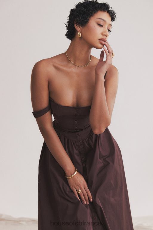House of CB tatiana riche robe d\'été midi marron N888H172 vêtements