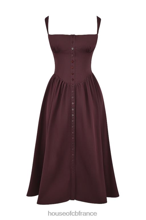 House of CB tatiana riche robe d\'été midi marron N888H172 vêtements