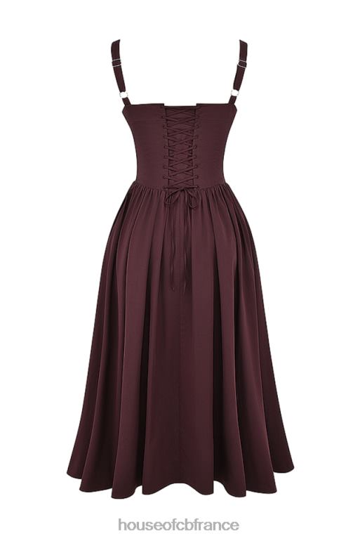 House of CB tatiana riche robe d\'été midi marron N888H172 vêtements