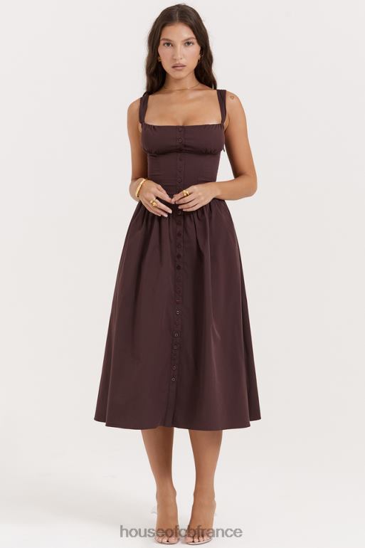 House of CB tatiana riche robe d\'été midi marron N888H172 vêtements
