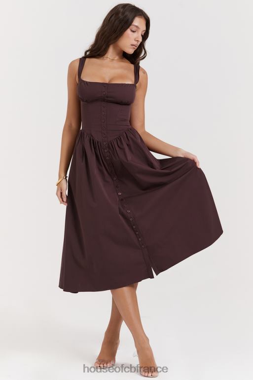 House of CB tatiana riche robe d\'été midi marron N888H172 vêtements