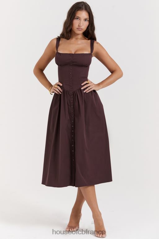 House of CB tatiana riche robe d\'été midi marron N888H172 vêtements