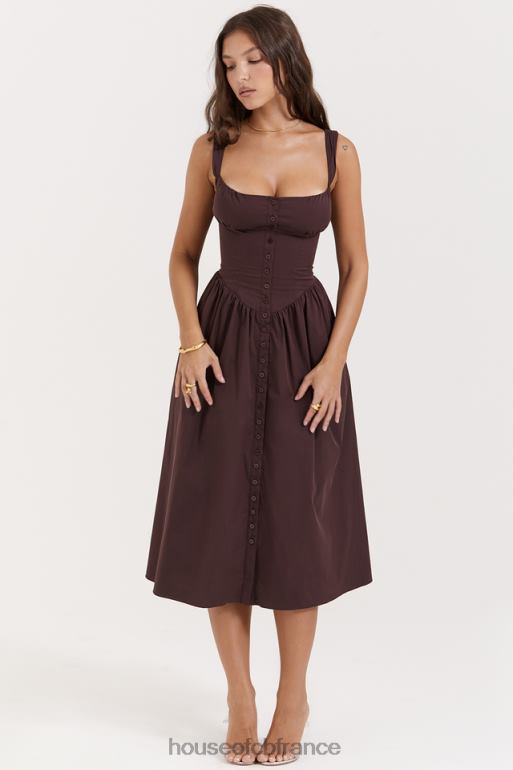 House of CB tatiana riche robe d\'été midi marron N888H172 vêtements